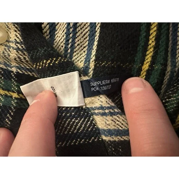 POLO RALPH LAUREN Custom Fit Shirt Navy Tan Plaid Thick Flannel Men’s Medium - Picture 4 of 5